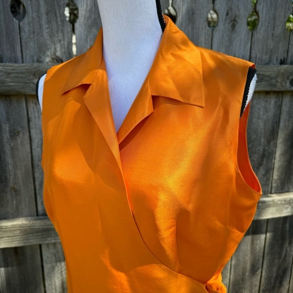ICE Silk Orange Wrap Blouse Size Large - Picture 3 of 11